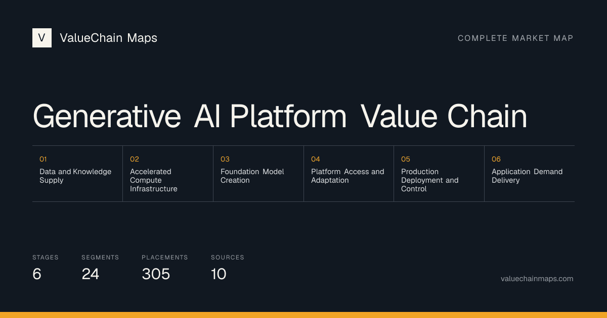 Generative AI Platform Value Chain with 6 market stages